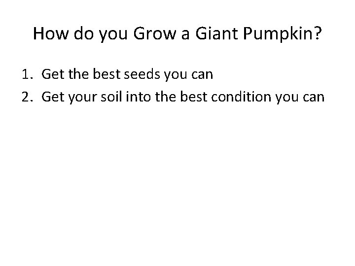 How do you Grow a Giant Pumpkin? 1. Get the best seeds you can