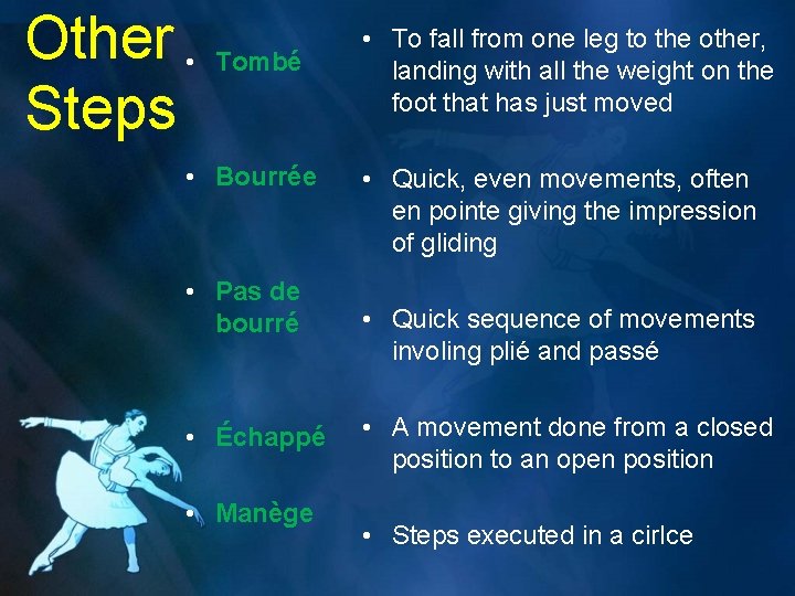 Other • Steps Tombé • Bourrée • Pas de bourré • Échappé • Manège