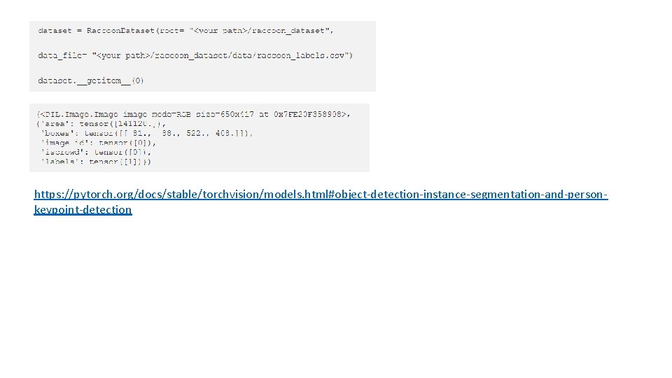 https: //pytorch. org/docs/stable/torchvision/models. html#object-detection-instance-segmentation-and-personkeypoint-detection 