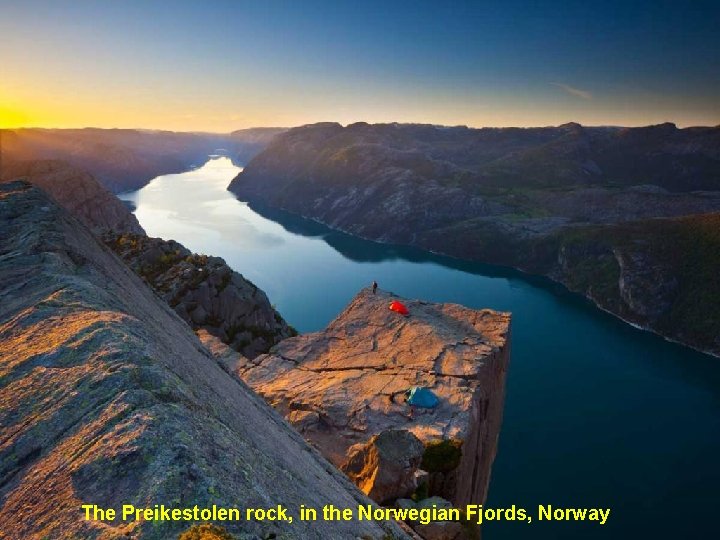 The Preikestolen rock, in the Norwegian Fjords, Norway 