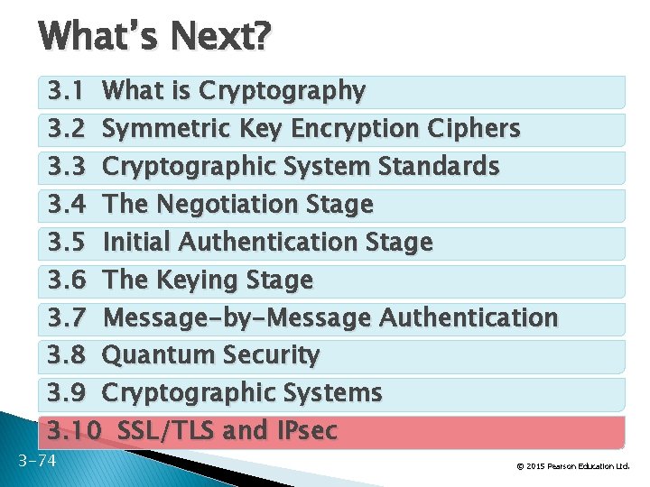 What’s Next? 3. 1 What is Cryptography 3. 2 Symmetric Key Encryption Ciphers 3.