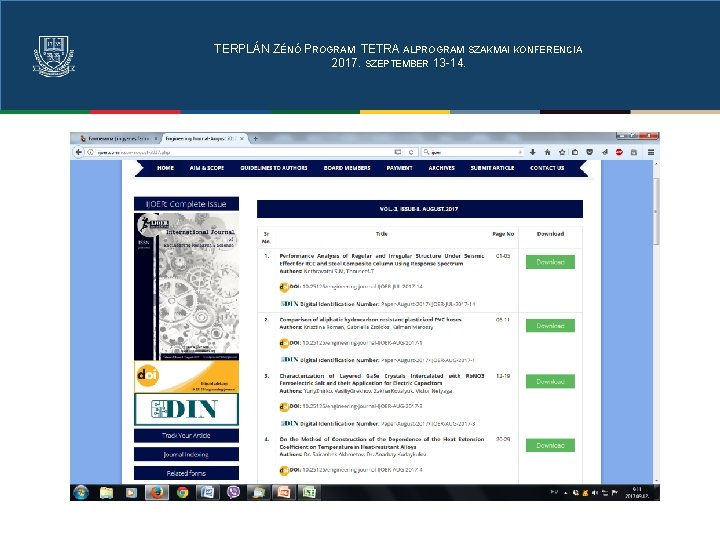 TERPLÁN ZÉNÓ PROGRAM TETRA ALPROGRAM SZAKMAI KONFERENCIA 2017. SZEPTEMBER 13 -14. 