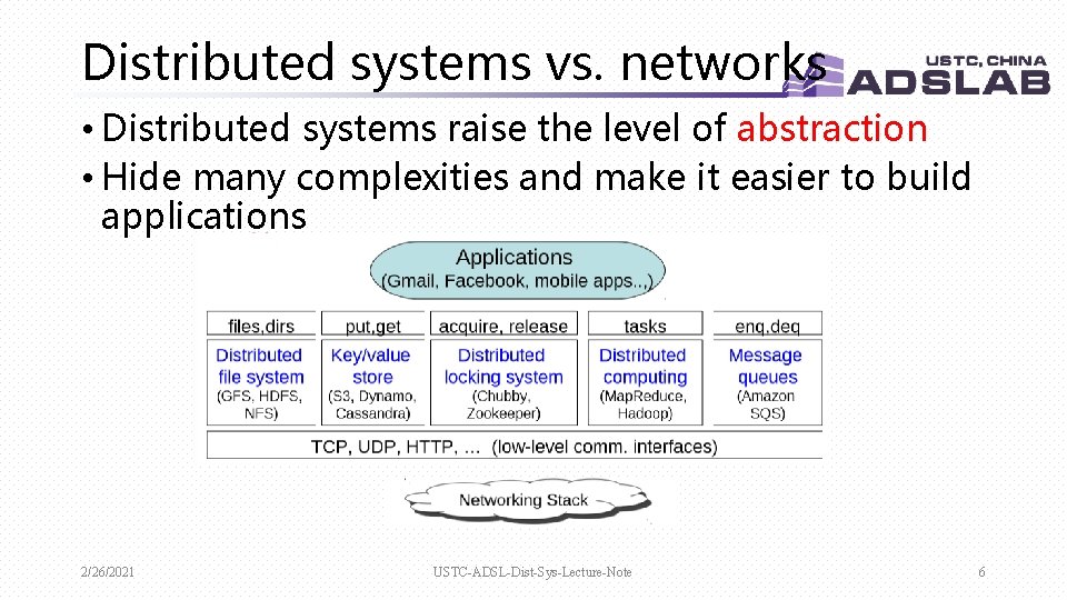 Distributed systems vs. networks • Distributed systems raise the level of abstraction • Hide Distributed systems vs. networks • Distributed systems raise the level of abstraction • Hide