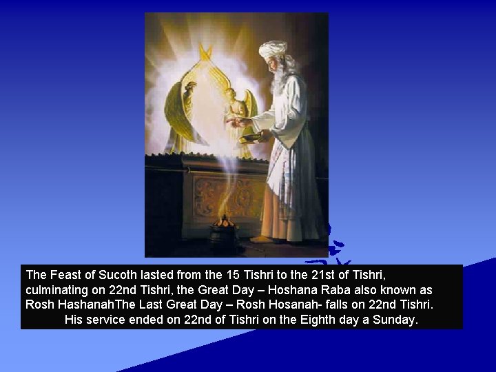 The Feast of Sucoth lasted from the 15 Tishri to the 21 st of