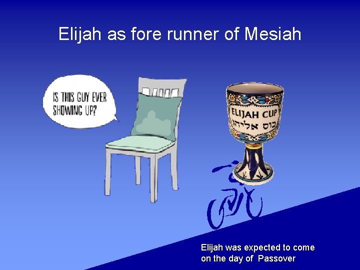 Elijah as fore runner of Mesiah Elijah was expected to come on the day