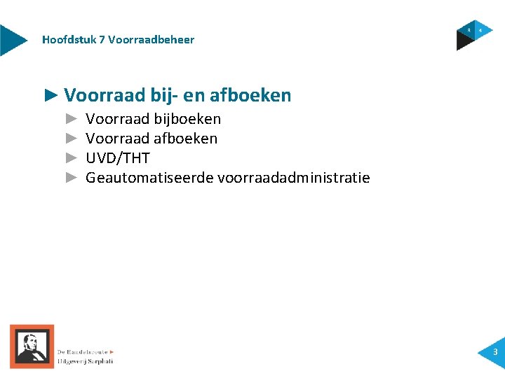 Hoofdstuk 7 Voorraadbeheer ► Voorraad bij- en afboeken ► ► Voorraad bijboeken Voorraad afboeken