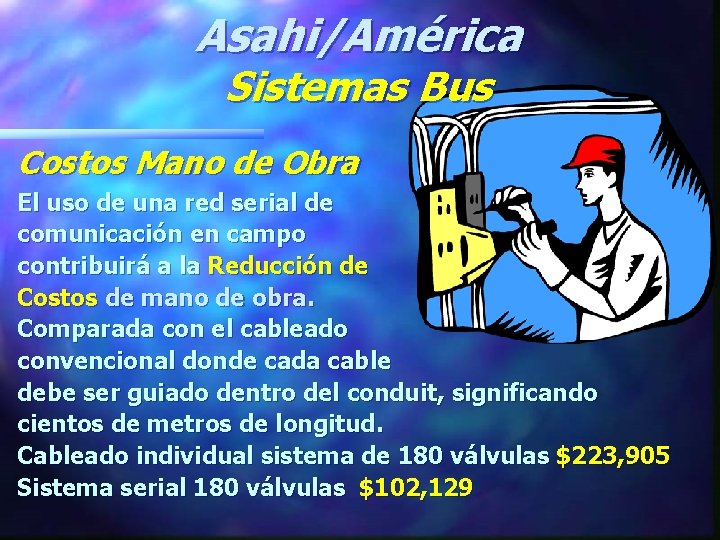 Asahi/América Sistemas Bus Costos Mano de Obra El uso de una red serial de