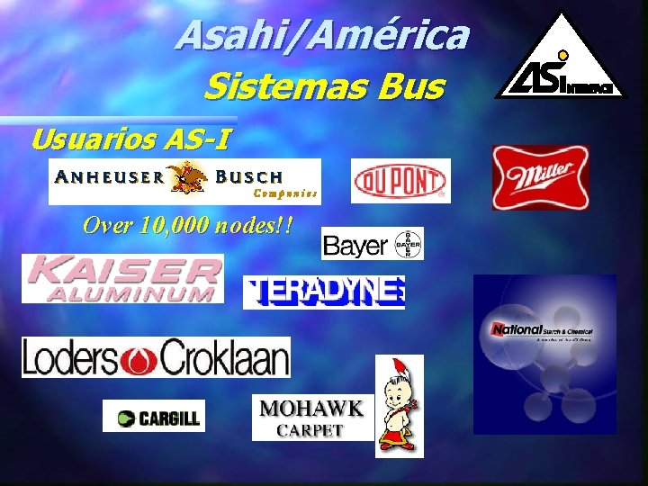 Asahi/América Sistemas Bus Usuarios AS-I Over 10, 000 nodes!! 