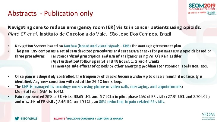 Abstracts - Publication only Navigating care to reduce emergency room (ER) visits in cancer