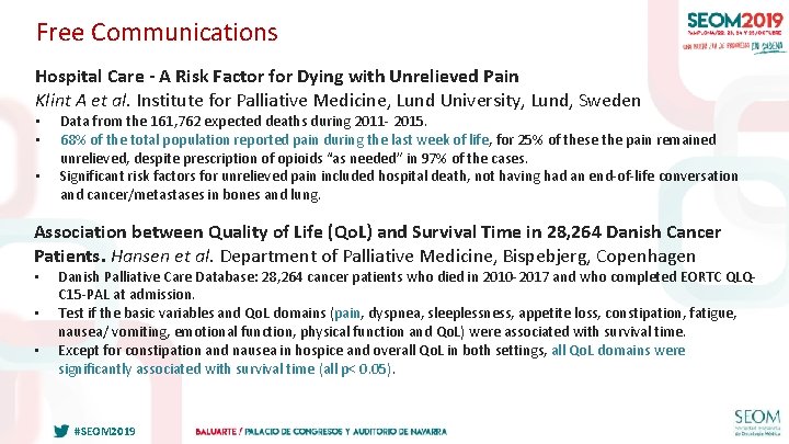 Free Communications Hospital Care - A Risk Factor for Dying with Unrelieved Pain Klint