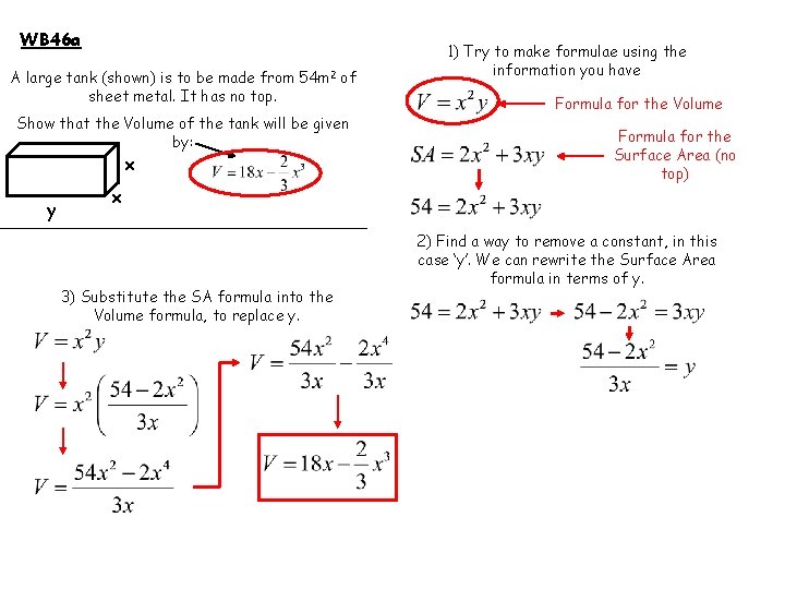 WB 46 a A large tank (shown) is to be made from 54 m