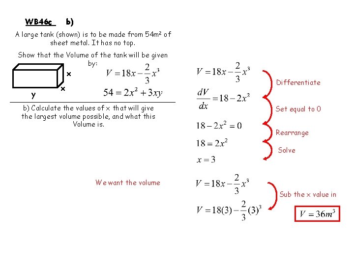 WB 46 c b) A large tank (shown) is to be made from 54