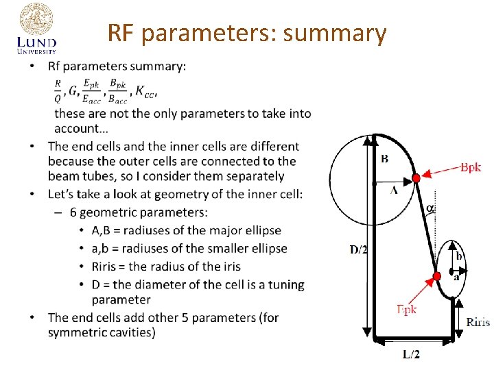 RF parameters: summary • 
