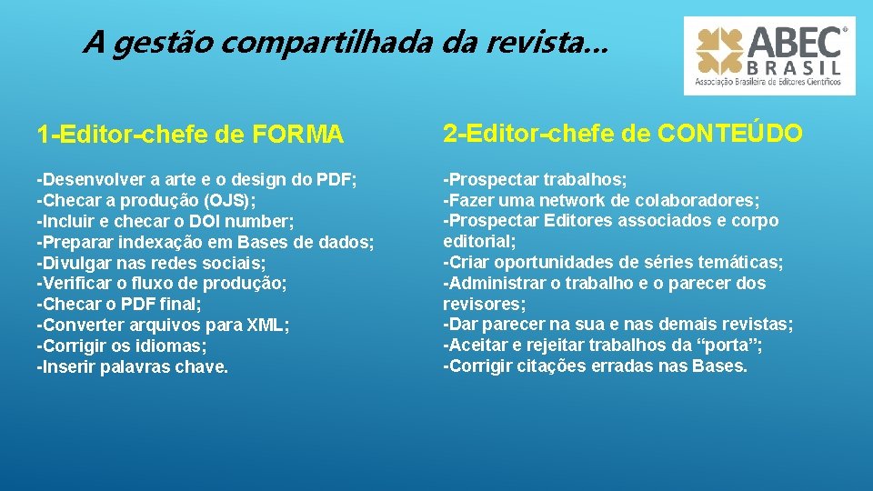 A gestão compartilhada da revista. . . 1 -Editor-chefe de FORMA 2 -Editor-chefe de