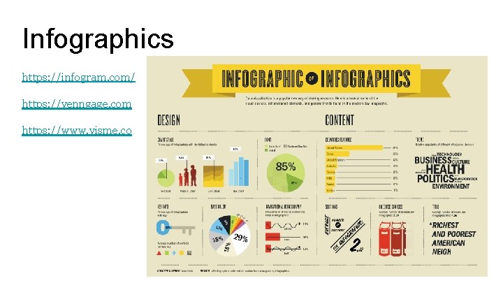 Infographics https: //infogram. com/ https: //venngage. com https: //www. visme. co 