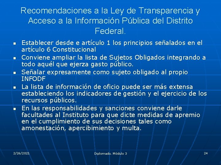 Recomendaciones a la Ley de Transparencia y Acceso a la Información Pública del Distrito