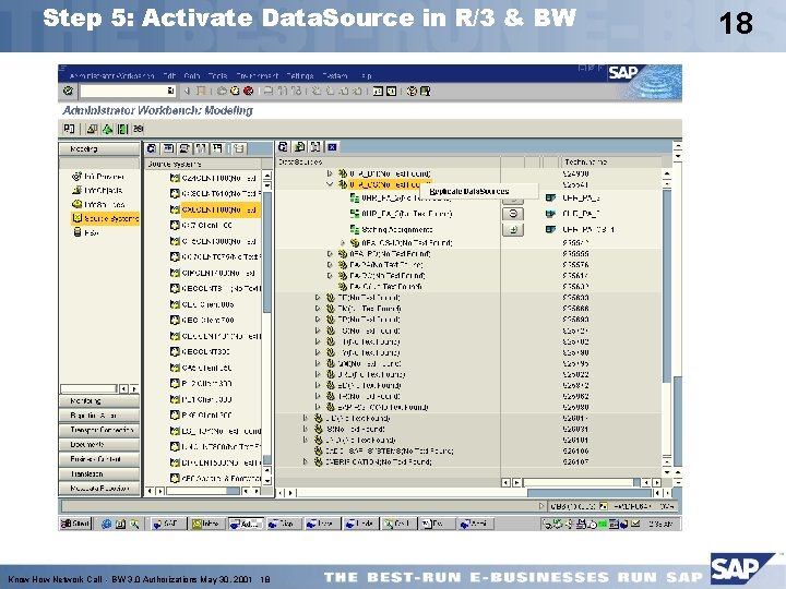 Step 5: Activate Data. Source in R/3 & BW Know How Network Call -