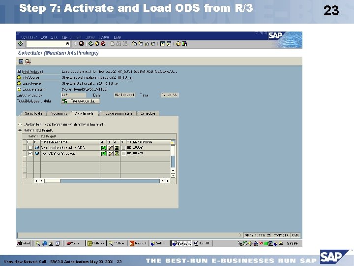 Step 7: Activate and Load ODS from R/3 Know How Network Call - BW
