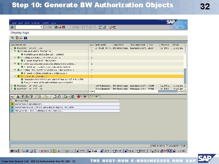 Step 10: Generate BW Authorization Objects Know How Network Call - BW 3. 0