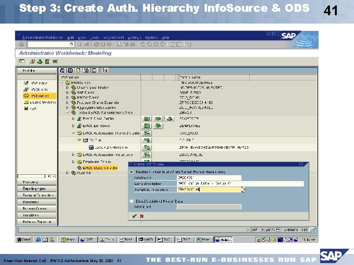 Step 3: Create Auth. Hierarchy Info. Source & ODS Know How Network Call -