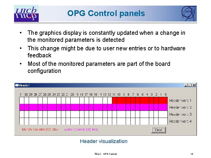 OPG Control panels • The graphics display is constantly updated when a change in