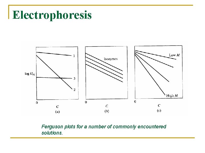 Electrophoresis Ferguson plots for a number of commonly encountered solutions. 