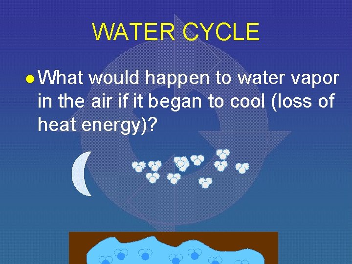 WATER CYCLE l What would happen to water vapor in the air if it