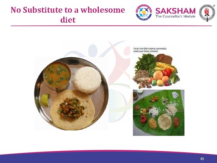 No Substitute to a wholesome diet 45 