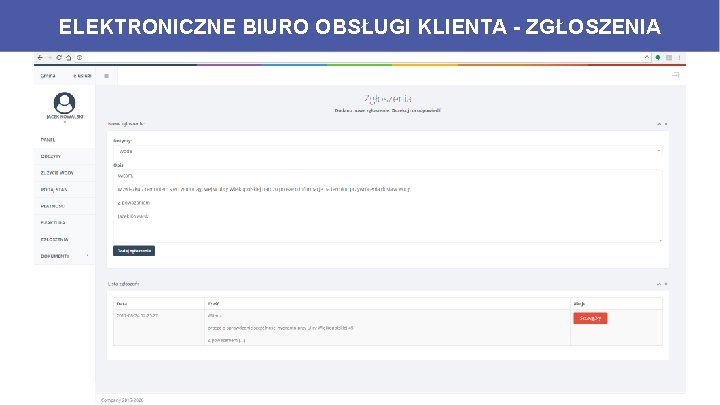 ELEKTRONICZNE BIURO OBSŁUGI KLIENTA - ZGŁOSZENIA 