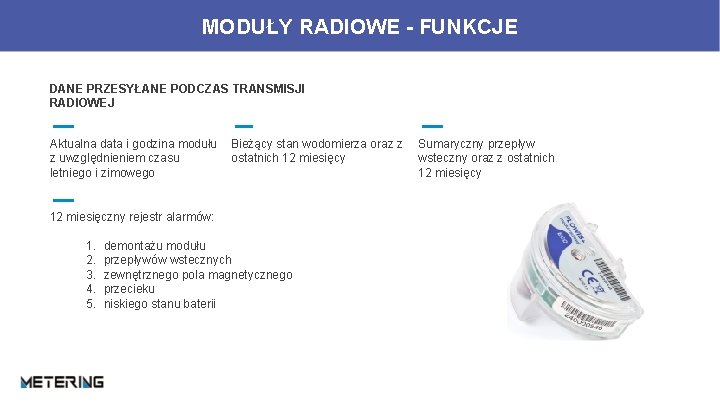 MODUŁY RADIOWE - FUNKCJE DANE PRZESYŁANE PODCZAS TRANSMISJI RADIOWEJ Aktualna data i godzina modułu