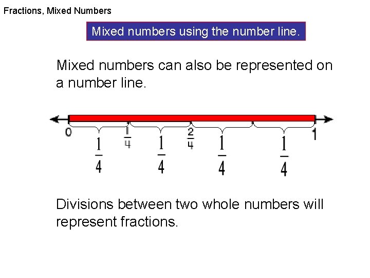 Fractions, Mixed Numbers Mixed numbers using the number line. Mixed numbers can also be