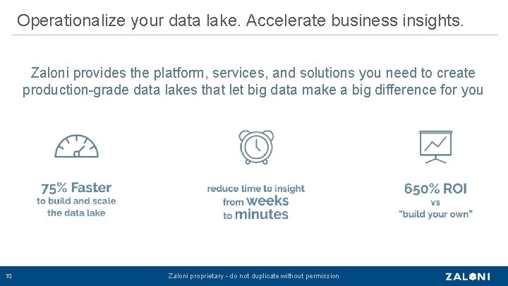 Operationalize your data lake. Accelerate business insights. Zaloni provides the platform, services, and solutions