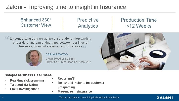 Zaloni - Improving time to insight in Insurance Predictive Analytics Enhanced 360° Customer View