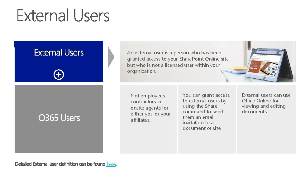 An external user is a person who has been granted access to your Share.