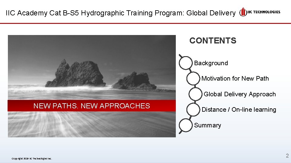 IIC Academy Cat B-S 5 Hydrographic Training Program: Global Delivery CONTENTS Background Motivation for