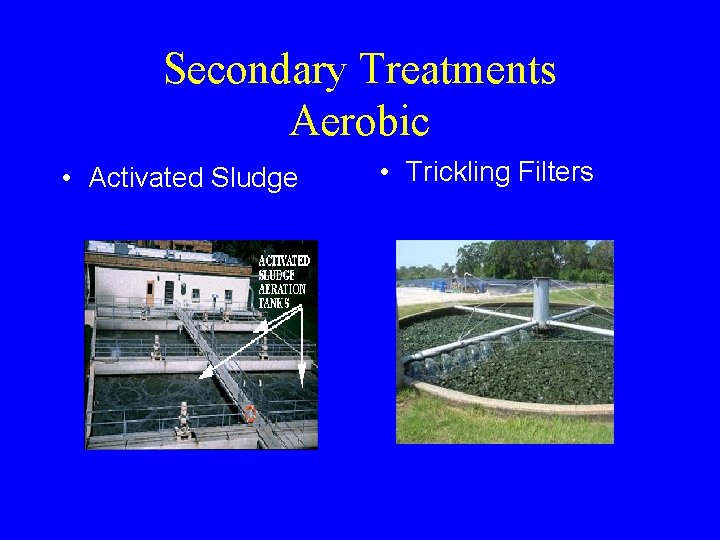 Secondary Treatments Aerobic • Activated Sludge • Trickling Filters 