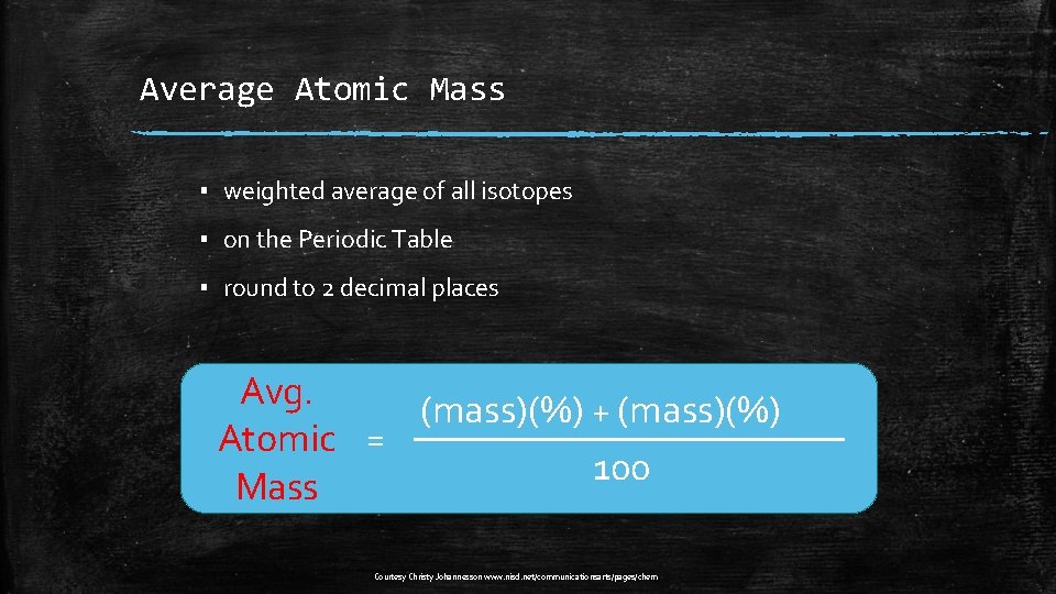 Average Atomic Mass ▪ weighted average of all isotopes ▪ on the Periodic Table