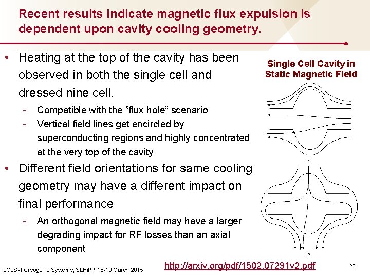 Recent results indicate magnetic flux expulsion is dependent upon cavity cooling geometry. • Heating