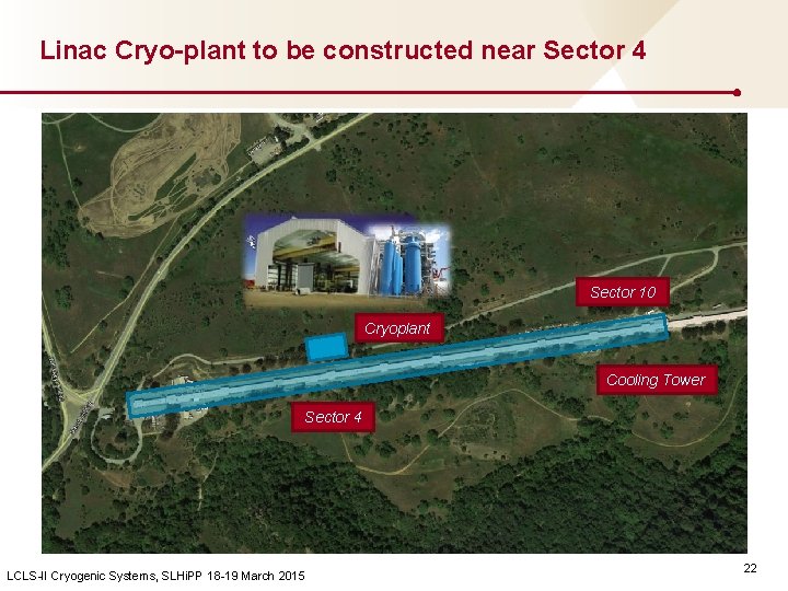 Linac Cryo-plant to be constructed near Sector 4 Sector 10 Cryoplant Cooling Tower Sector