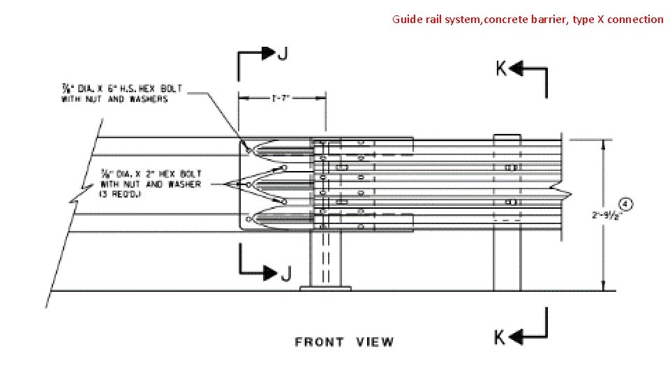 Guide rail system, concrete barrier, type X connection 