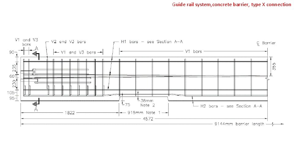 Guide rail system, concrete barrier, type X connection 