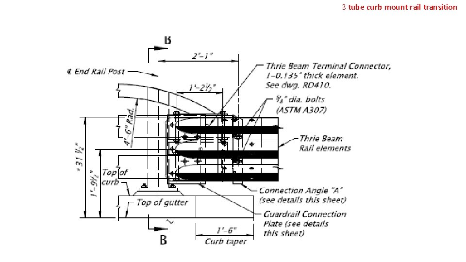 3 tube curb mount rail transition 
