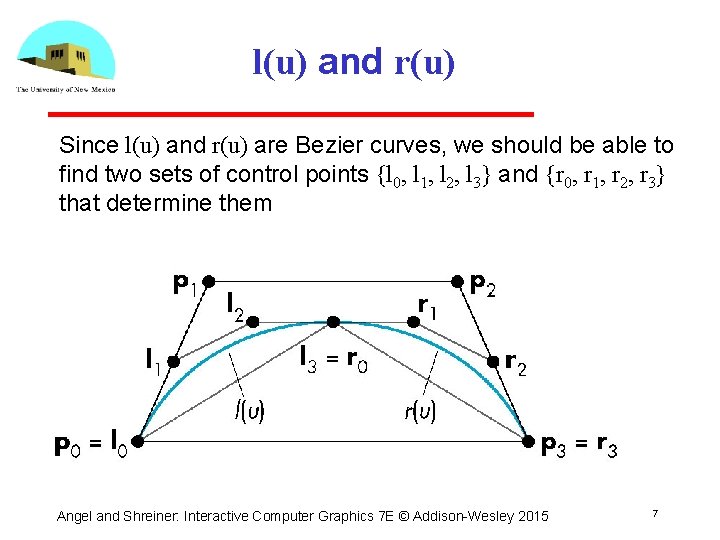 l(u) and r(u) Since l(u) and r(u) are Bezier curves, we should be able