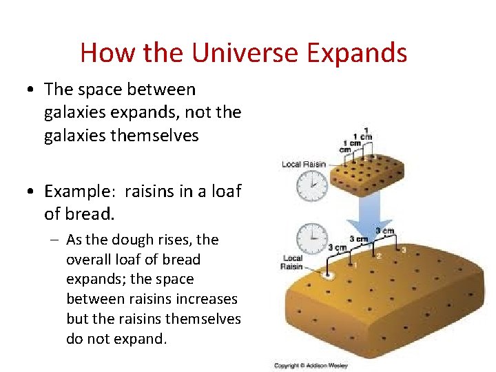 How the Universe Expands • The space between galaxies expands, not the galaxies themselves