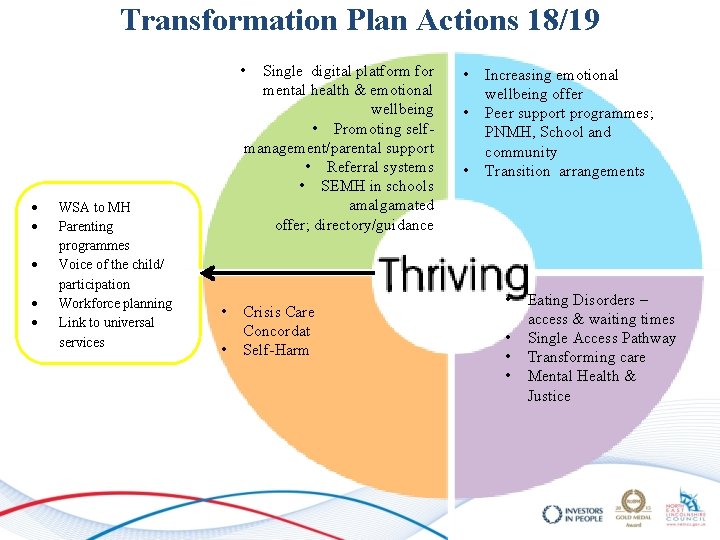 Transformation Plan Actions 18/19 • WSA to MH Parenting programmes Voice of the child/