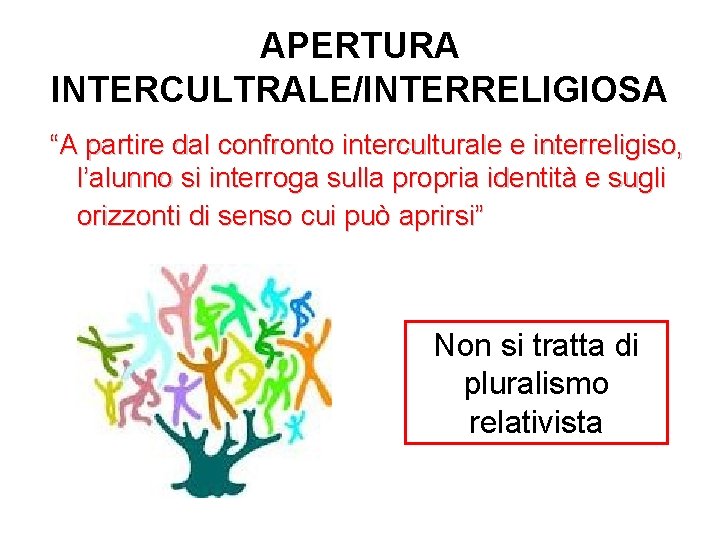 APERTURA INTERCULTRALE/INTERRELIGIOSA “A partire dal confronto interculturale e interreligiso, l’alunno si interroga sulla propria