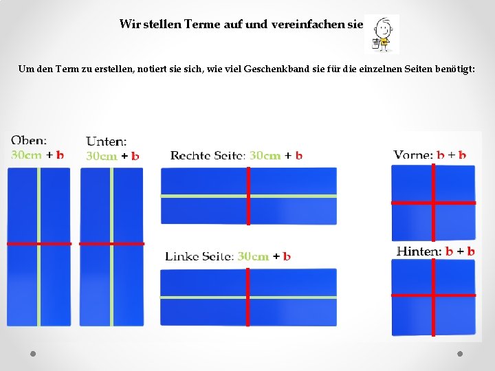 Wir stellen Terme auf und vereinfachen sie Um den Term zu erstellen, notiert sie