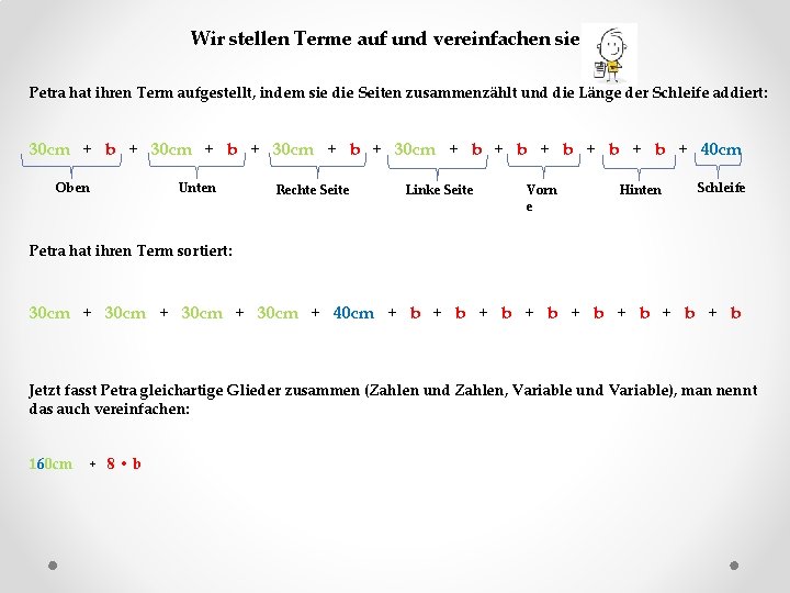 Wir stellen Terme auf und vereinfachen sie Petra hat ihren Term aufgestellt, indem sie