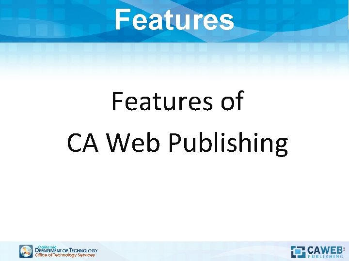 Features of CA Web Publishing 13 