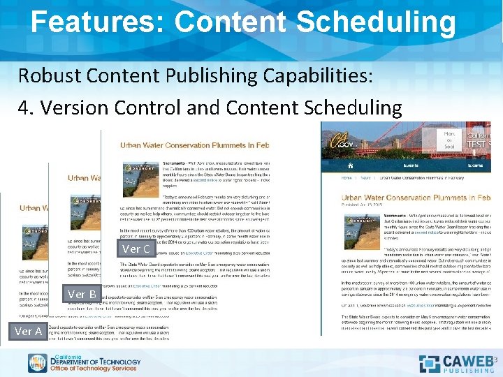 Features: Content Scheduling Robust Content Publishing Capabilities: 4. Version Control and Content Scheduling Ver